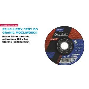 Slīpēšanas disks NORTON Starline 125 mm x 6,4 mm A24Q-BF27 metālam, iep. 25 gab.