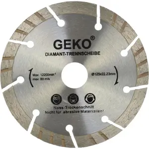Диск отрезной GEKO G00222 125 мм алмазный, серый, лазерная маркировка