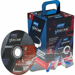 Griešanas disks NORTON Vulcan 125 x 1,0 mm (iepak. 100) nerūsējošajam tēraudam, komplektā aizsargbrilles