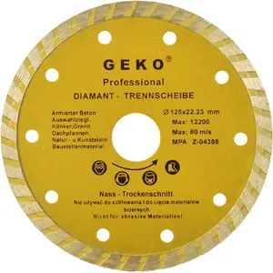 Алмазный диск GEKO G00261 125 мм Turbo для камня, бетона и плитки (200 шт., упаковка не указана)