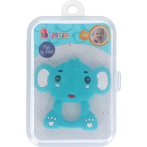 Teething Toy Bambam Gryzak Slonik, silicone elephant teether, size approx. 9×14×2 cm, with storage case