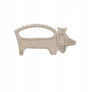 Teething Toy Apli Kids Luuie the Dog — Silicone Baby Teether, Sand Storm Color