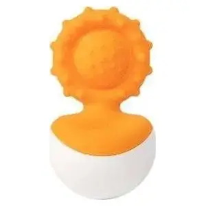 Прорезыватель Fat Brain Toys Dimpl Wobble оранжевый — сенсорная игрушка с нажатными «бугорками» для малышей