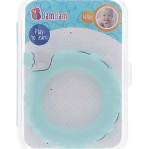 Teething Toy Bambam Gryzak Owieczka — soft baby teether with case, size approx. 9×14×2 cm