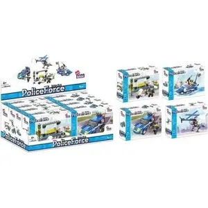 Construction Blocks set ALLEBLOX AB2005, police theme, 96–104 pieces, assembled size 19×14×5.8 cm