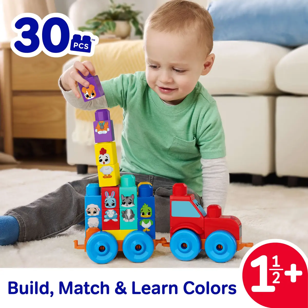 MATTEL MEGA BLOKS Build & Match Animal Tractor — 30 шт. Photo 7