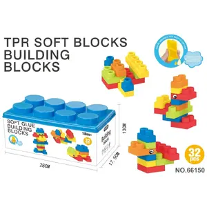 Soft Building Blocks Set LEANToys ZKL.66150 — 32 pieces, foam educational blocks