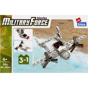Building Set ALLEBLOX 3-in-1 Military Plane, 62 pieces, model AB3037