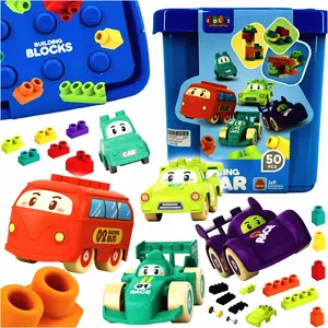 Soft Car Blocks 50 pcs — Bounn modular foam toy set for building vehicles