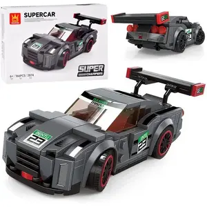 Construction Blocks Set Jokomisiada Sport Car gray, 166 pieces with stickers (ZA5743)