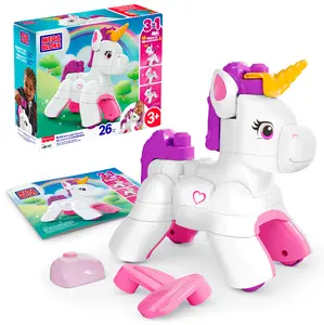 MATTEL MEGA BLOKS Build & Enchant Unicorn Plastic Building Blocks Toy for Kids Age 3 and Older, 26 Pieces JKG36