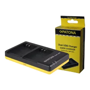 Indoor battery charger PATONA 1946 for Olympus OM-D/EM5/E-M1 series, 8.4V output, 5V/2.1A input, black/yellow, 115×70×19 mm