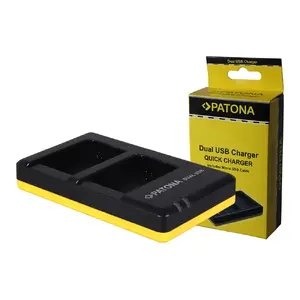 Battery Charger PATONA PT1964 for Digital Camera Batteries, USB Input 5V, Output 8.4V, Overcharge Protection, Black/Yellow