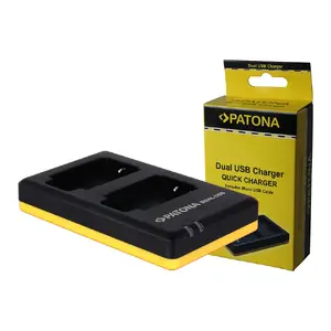 Battery charger PATONA 1974 for Sony cameras — output 4.2V, input 5V/2.1A, Micro-USB, black