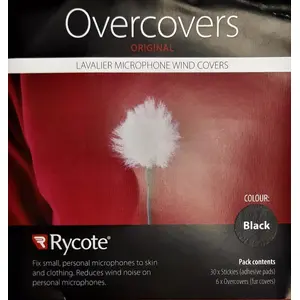 Windshield Overcovers Rycote Overcovers Black – pack with 6 fur covers and 30 stickies