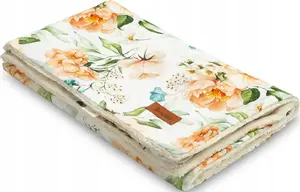 Sensillo baby blanket KOC PIWONIA PLUSZ 80x100 – soft cotton plush, 80×100 cm