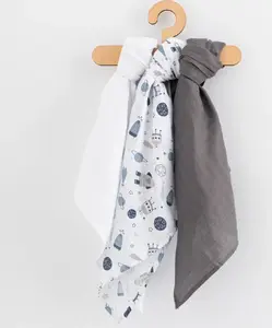 Муслиновые пеленки/полотенца для детей 3 шт 60×80 см — EGAKIDS, серый с космическим рисунком