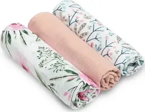 Муслиновые пелёнки Sensillo, набор 3 шт., розовые