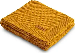 Blanket Sensillo knitted cotton 100x80 cm mustard model 4324
