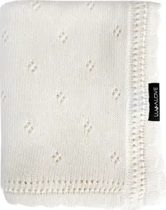 Baby Blanket LullaLove Daisy Kokos — knitted openwork infant blanket, natural coconut fiber elements