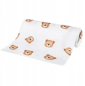 Autiņs Bocioland Bamboo Babyboom 75×75 cm Teddy Bear — vienslāņu muslīna lupatiņa