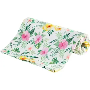 Bocioland bambusa autiņš 30x30 cm ar ziedu rakstu, atkārtoti lietojama marles lupatiņa