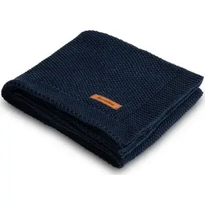 Baby knitted cotton blanket Sensillo 100×80 cm navy blue (model 4326)
