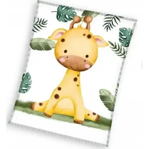 Blanket Static Control Coral 110x140 cm with Giraffe Print, model KNL231126-KOC