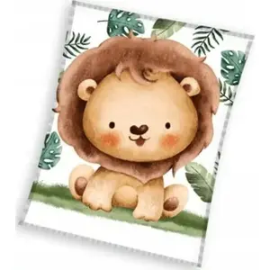 Blanket Static Control Coral 110x140 cm with Lion Pattern (KNL231128-KOC)