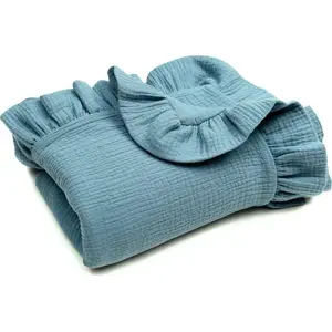 Muslin Baby Blanket with Ruffles Pulp PULP-KOCYK 90×120 cm, blue