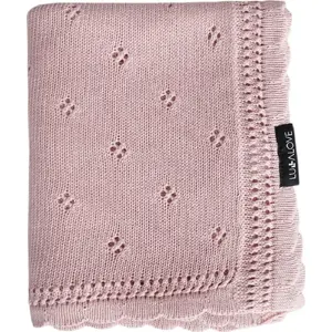Baby blanket LullaLove Daisy openwork knit, powder pink — LullaLove