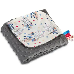 Baby blanket Sensillo KOCYK MINKY 75x100 cm — dreamcatcher pattern, graphite