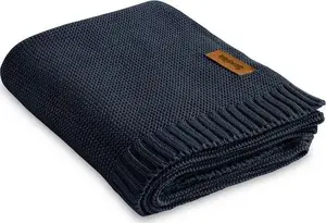 Baby blanket Sensillo bamboo-cotton 80×100 cm navy — reversible infant blanket