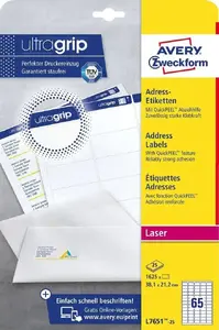 Self-adhesive address labels Avery Zweckform L7651-25, white paper, 3.81×2.12 cm, 1625 pcs (25 sheets)