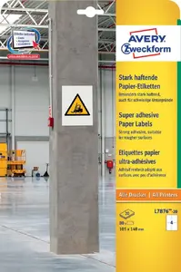 Самоклеящиеся этикетки Avery Zweckform L7876-20 — закруглённый прямоугольник 105×148 мм, постоянный клей, 80 шт., белые