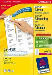 Addressing labels Avery Zweckform L7161-100, white paper, 63.5 x 46.6 mm, 1800 labels (100 sheets)