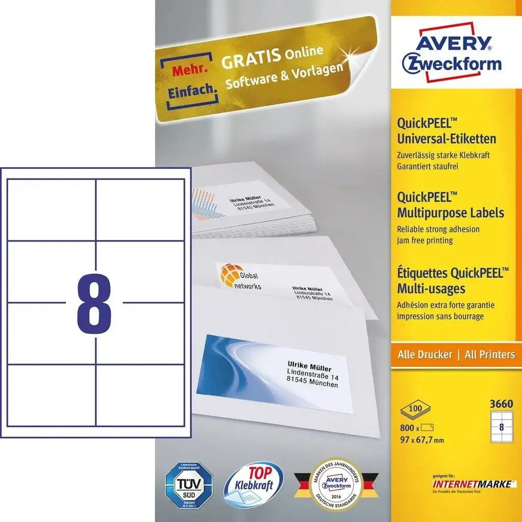 Avery Zweckform 3660 rectangle labels, 800 pcs Photo 2