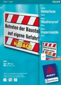 Printing film Avery Zweckform 3487 — film roll, width 210 mm