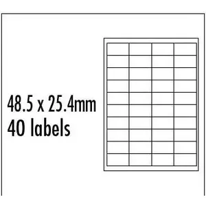Label sheets Logo 48.5 × 25.4 mm, A4 matte red, 40 labels per pack (10-sheet bundles)