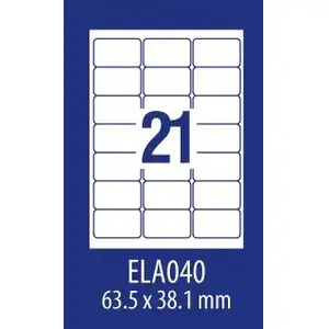 Label sheets Avery Zweckform ELA040 — rectangular labels 63.5 x 38.1 mm, 100 sheets