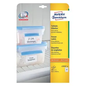 Pašlīmējošas etiķetes Avery Zweckform L7970-25 — noapaļots taisnstūris 63,5×33,9 mm, balts, 600 gab.