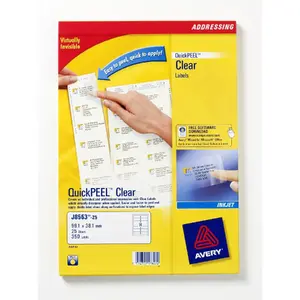 Self-adhesive transparent polyester labels Avery Zweckform J8563-25 — 99.1 × 38.1 mm, A4, 350 pcs
