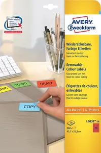 Self-adhesive Mini Labels Avery Zweckform L6038-20, Red, 4.57×2.12 cm, 960 labels (20 A4 sheets)