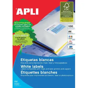 Apli label sheets 210 x 148 mm rectangular white 100 sheets