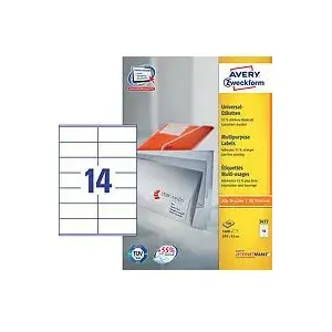 Etiķešu lapas Avery Zweckform 105 x 41 mm balts, 100 lapas (modelis 3477)