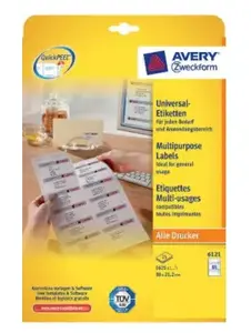 Этикетки Avery Zweckform 6121 — белая бумага 38 x 21,2 мм, 16 252 шт., для лазерной/струйной печати