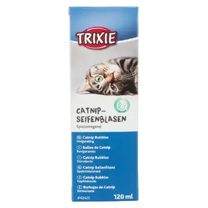 Trixie Catnip Bubbles — игрушка-пузыри для кошек с запахом кошачьей мяты, прозрачный раствор