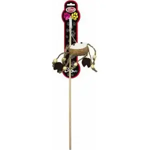 Кошачья удочка Aqua Nova PETNOVA с деревянным шестом и приманкой-крабом, 40 см