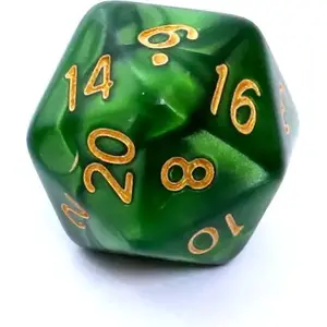Dice set Rebel RPG pearl — green multi-sided gaming dice, 7-piece set