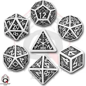Dice set Q-Workshop Dwarf style, white and black, kit by Q-Workshop (model 19152)